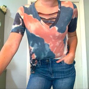 Tie-Dye T-Shirt w/ Cute Neckline Detail